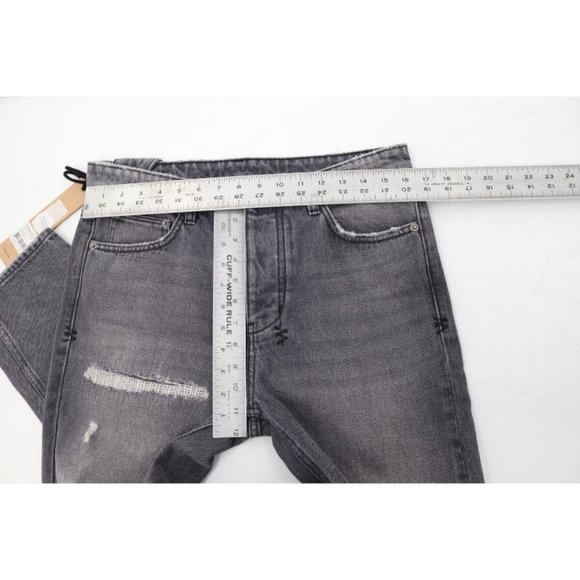 NWT ksubi jeans men's 32 L32 Chitch Neutralise gray button fly distressed patch - Picture 8 of 13